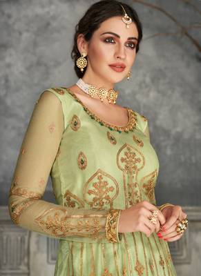 Green Golden Embroidered Anarkali Suit 2
