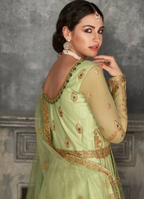 Green Golden Embroidered Anarkali Suit 3