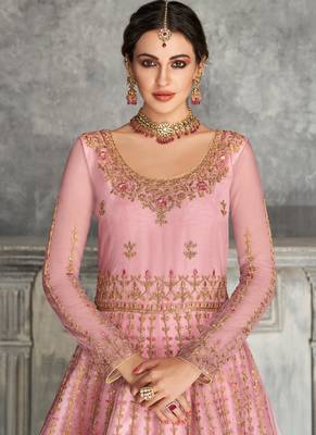 Pink Golden Embroidered Anarkali Suit 3