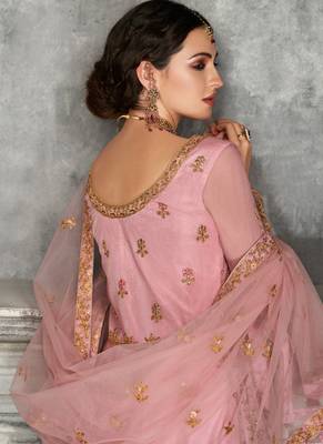 Pink Golden Embroidered Anarkali Suit 4