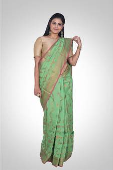 Cotton silk banarasi floral jaal saree