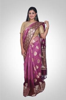 Pure chanderi silk banarasi boota saree