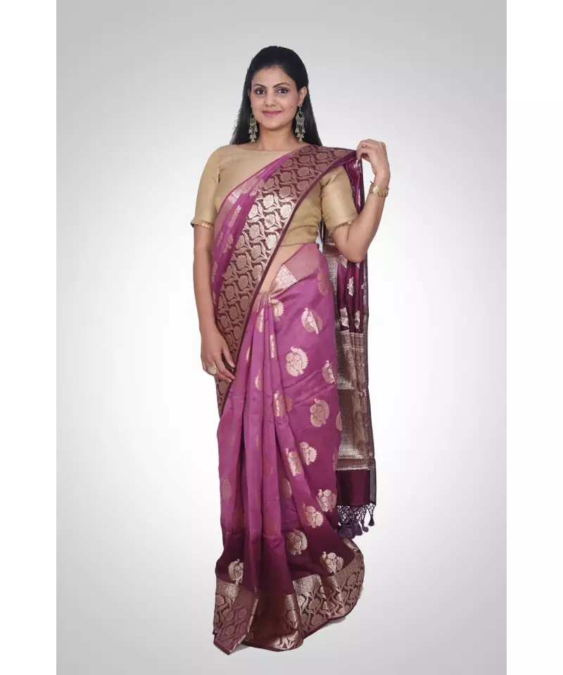 Pure chanderi silk banarasi boota saree