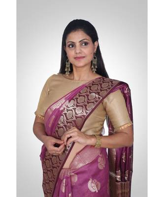 Pure chanderi silk banarasi boota saree 2