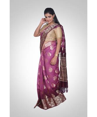 Pure chanderi silk banarasi boota saree 3