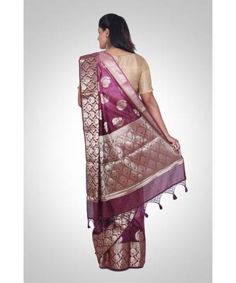 Pure chanderi silk banarasi boota saree 4
