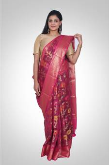 Cotton silk banarasi floral jaal saree