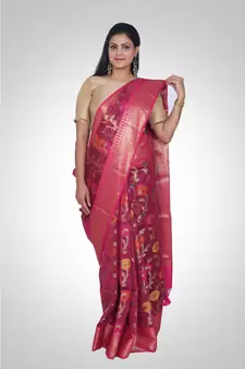 Cotton silk banarasi floral jaal saree