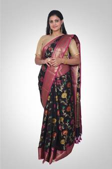 Cotton silk banarasi floral jaal saree