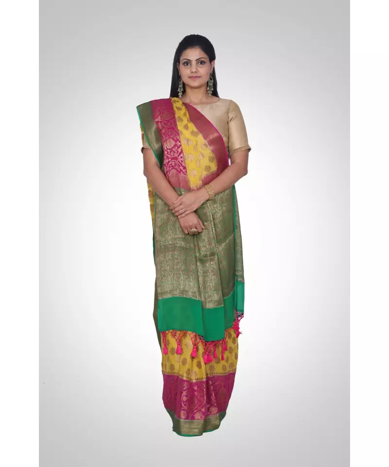 Pure chiffon silk banarasi boota saree