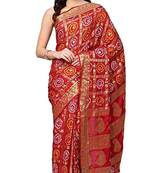 Rajasthani Multi Color Hand Tie Dye Bandhani Ghatchola Zari Art Silk Saree