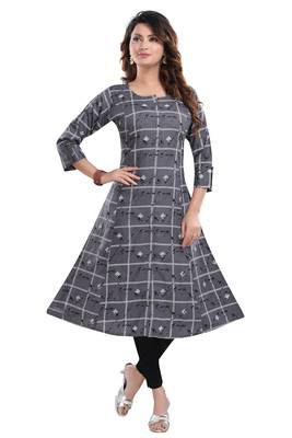 Grey printed rayon party-wear-kurtis 1