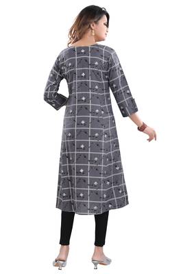 Grey printed rayon party-wear-kurtis 2
