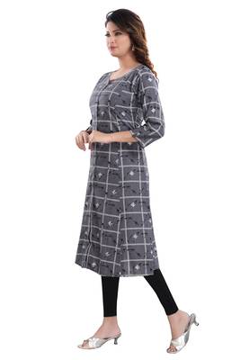 Grey printed rayon party-wear-kurtis 3