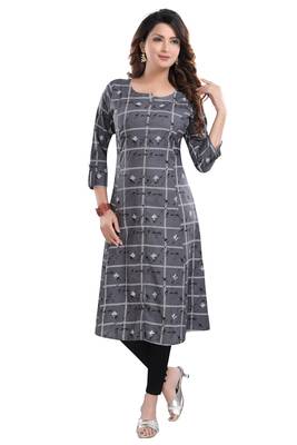 Grey printed rayon party-wear-kurtis 4