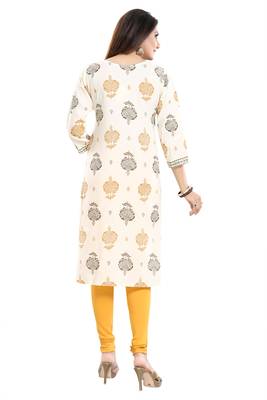 Cream printed rayon party-wear-kurtis 2