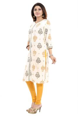 Cream printed rayon party-wear-kurtis 3