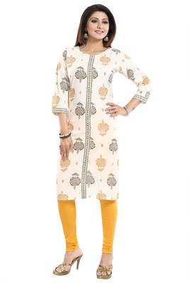 Cream printed rayon party-wear-kurtis 5