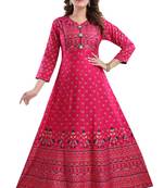 Pink printed rayon party-wear-kurtis
