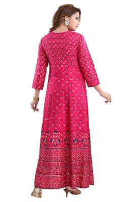 Pink printed rayon party-wear-kurtis 2