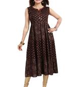 Brown printed rayon party-wear-kurtis