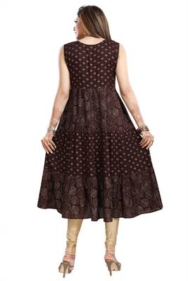 Brown printed rayon party-wear-kurtis 2