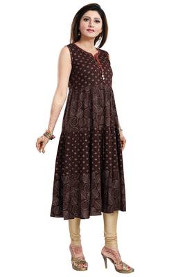 Brown printed rayon party-wear-kurtis 3