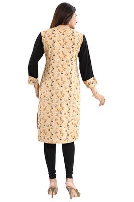 Beige printed rayon party-wear-kurtis 2