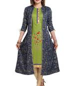 Green embroidered rayon party-wear-kurtis