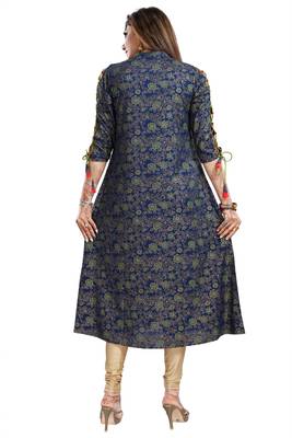 Green embroidered rayon party-wear-kurtis 2