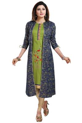 Green embroidered rayon party-wear-kurtis 4