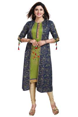 Green embroidered rayon party-wear-kurtis 5