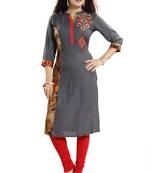 Grey embroidered rayon party-wear-kurtis