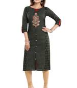 Green embroidered cotton party-wear-kurtis