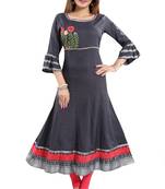 Grey embroidered rayon party-wear-kurtis