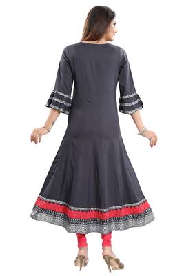 Grey embroidered rayon party-wear-kurtis 2