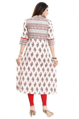 Cream printed cotton party-wear-kurtis 2