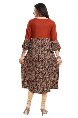 Brown embroidered rayon party-wear-kurtis 2