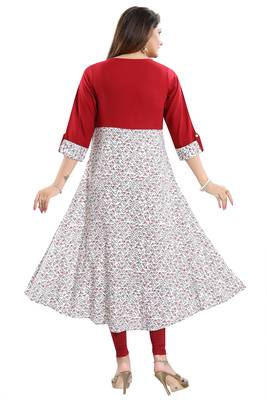 Red embroidered rayon party-wear-kurtis 2