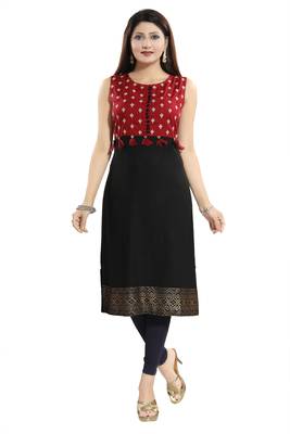 Black embroidered rayon party-wear-kurtis 1