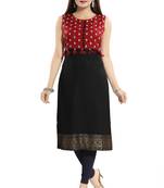 Black embroidered rayon party-wear-kurtis