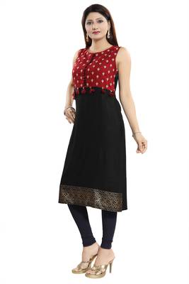Black embroidered rayon party-wear-kurtis 3