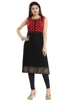 Black embroidered rayon party-wear-kurtis 4