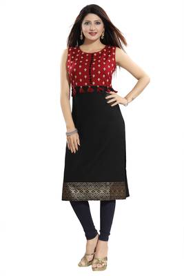 Black embroidered rayon party-wear-kurtis 5
