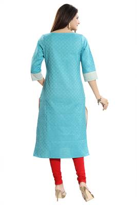 Blue printed cotton party-wear-kurtis 2