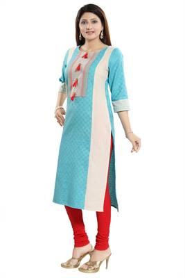 Blue printed cotton party-wear-kurtis 3