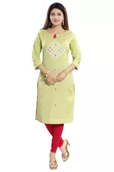 Green printed cotton party-wear-kurtis