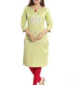 Green printed cotton party-wear-kurtis