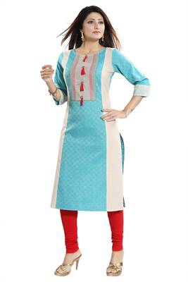 Blue printed cotton party-wear-kurtis 5