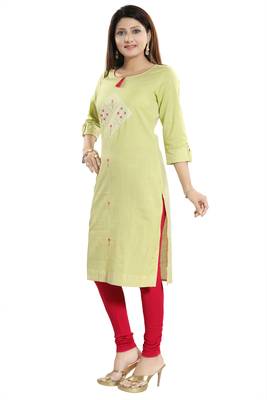 Green printed cotton party-wear-kurtis 3